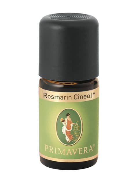 Rosemary Cineole organic essential oil from Primavera. Has an invigorating effect at low blood pressure, stimulates blood circulation and warms the skin. Brings back memories of summer in the south.