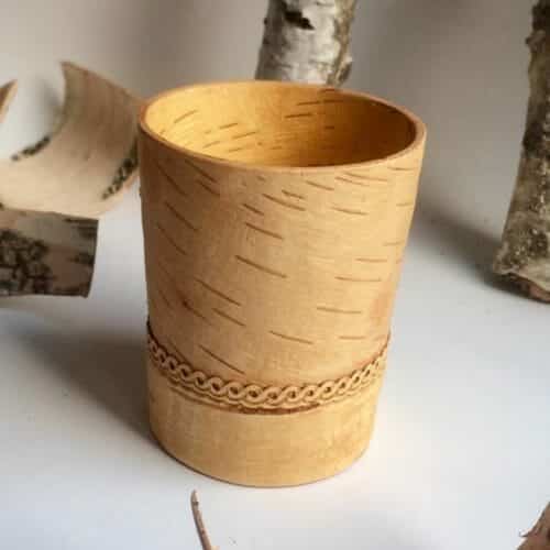 Drinking cup made of birch bark