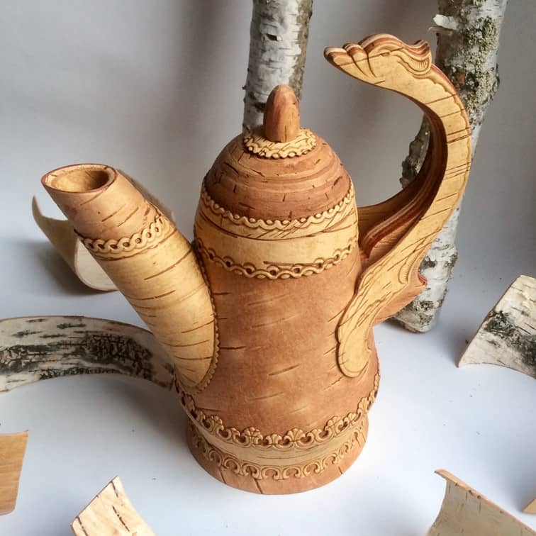 Birch bark tea or coffee pot. It takes some time and patience before YOU have such a UNIQUE at home.