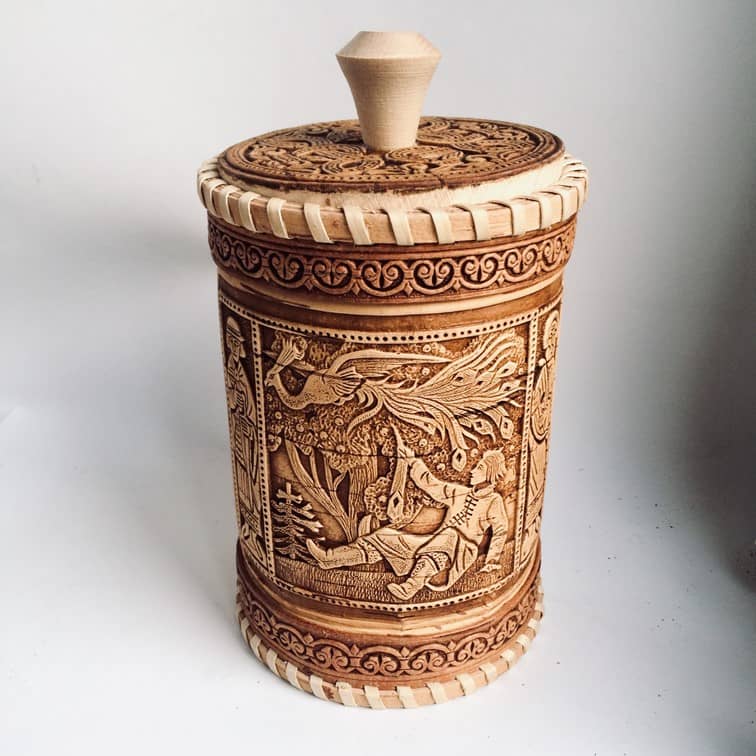 Storage jar series fairy tales handicrafts from Siberia 3 birch bark box prinz and foenix-min